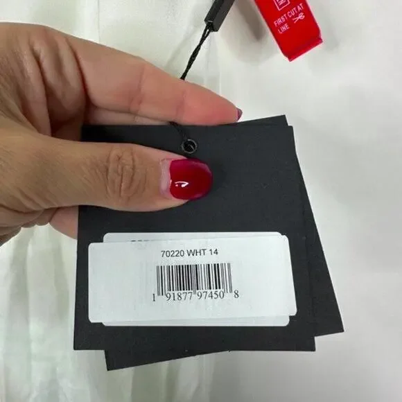 FLAWED -NWT Mac Duggal Sweetheart Evening Gown Rhinestone Accents White 14 #8562 - Picture 9 of 10